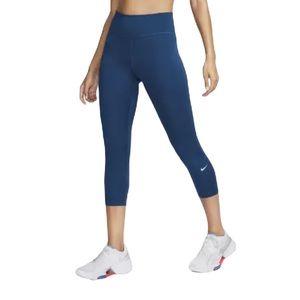Nike One Women’s Crop Length Teal Blue Dri-Fit Training Tights • Small